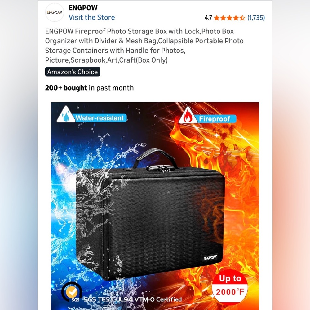 Black Fireproof and Water-resistant Bag